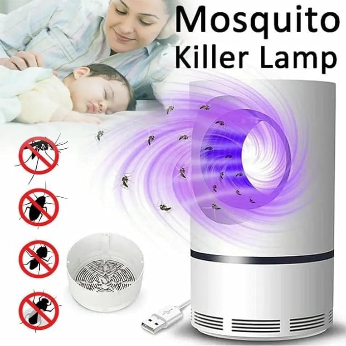 Mosquito Killer Lamp International Eco Friendly Bug Zapper Electric Mosquito Lamp Dual Mosquito Zapper Lamp Indoor Insect Trap Portable Killer Lamp.M61 (White) -JN KART