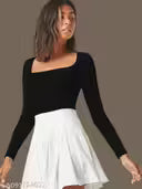 Trendy Coffee Square Neck Top for Women | Stretchable Polyester Blend | Full Sleeve Stylish Slim Fit | Casual & Party Wear