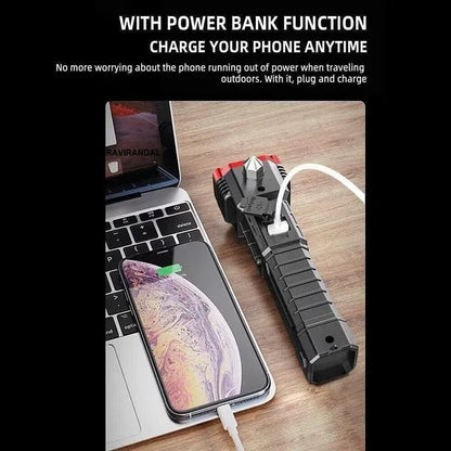 8 in 1 Portable Rechargeable Torch LED Flashlight- JN KART