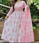 anarakali kurti and dupatta pink